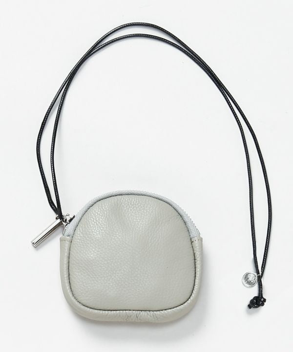 Round Leather Mini Pouch