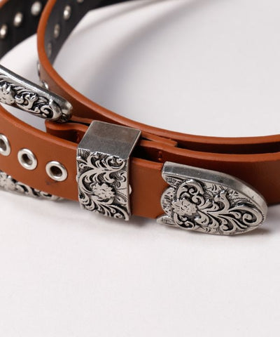 Floral Buckle Slim Belt