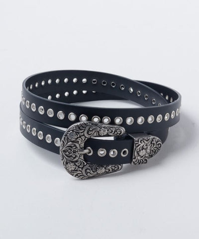 Floral Buckle Slim Belt
