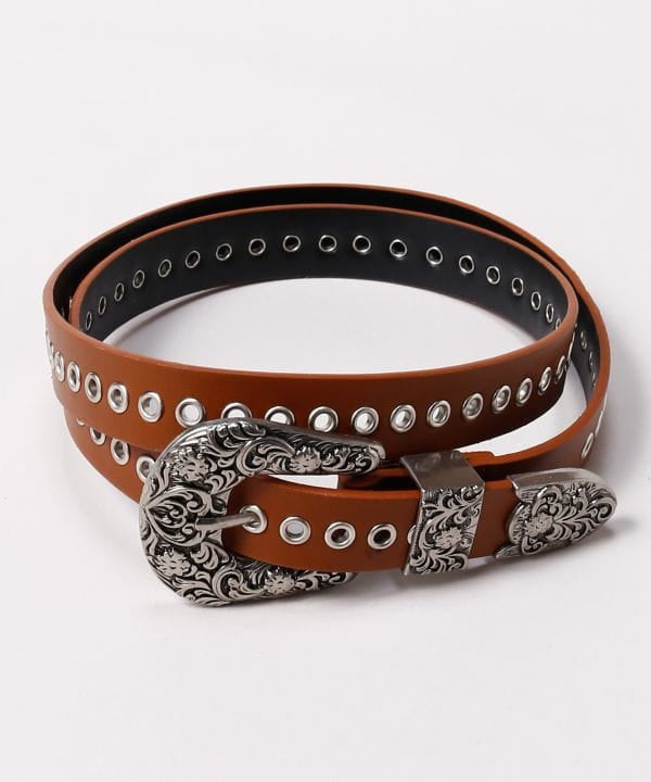 Floral Buckle Slim Belt