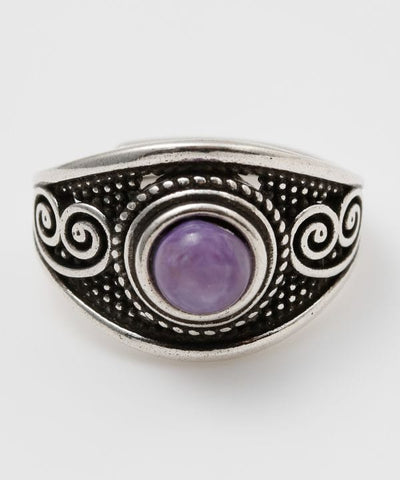 Ethnic Swirl Natural Stone Ring by AMINA - Ametsuchi