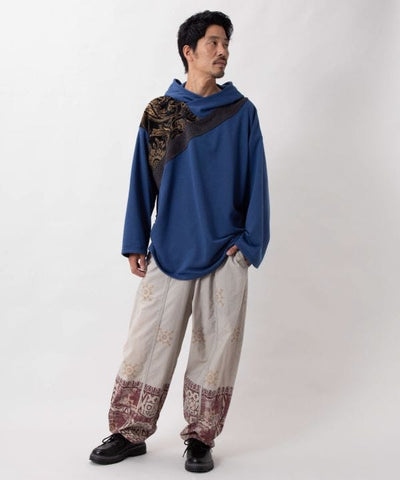 Drawstring Hoodie Top - Mongolian Deel Style