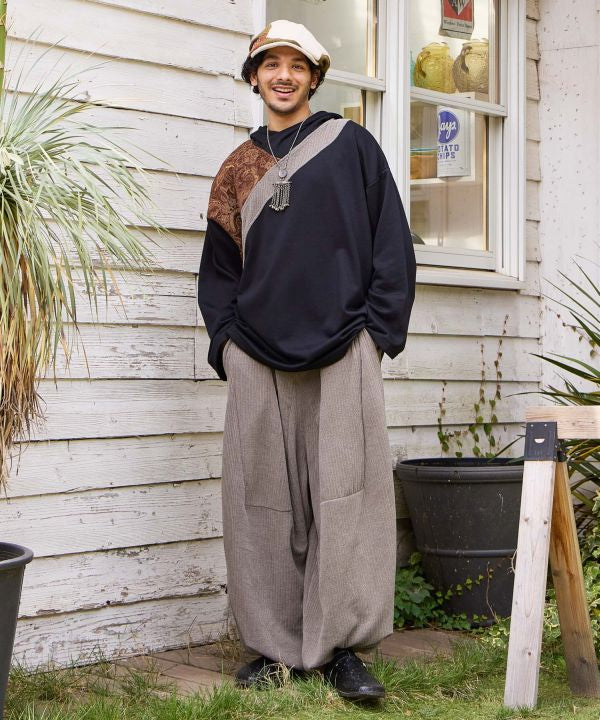 Drawstring Hoodie Top - Mongolian Deel Style