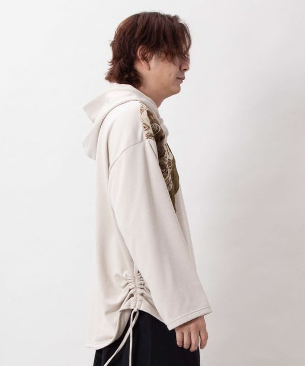 Drawstring Hoodie Top - Mongolian Deel Style