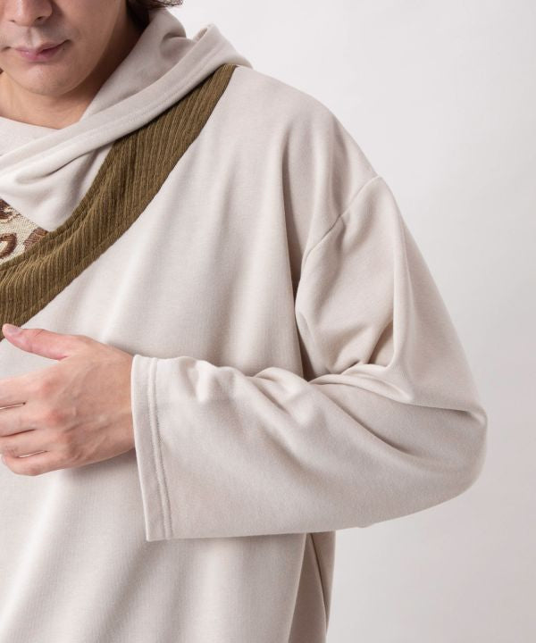 Drawstring Hoodie Top - Mongolian Deel Style