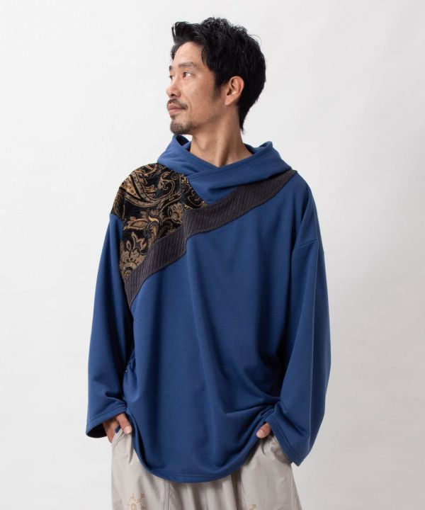Drawstring Hoodie Top - Mongolian Deel Style