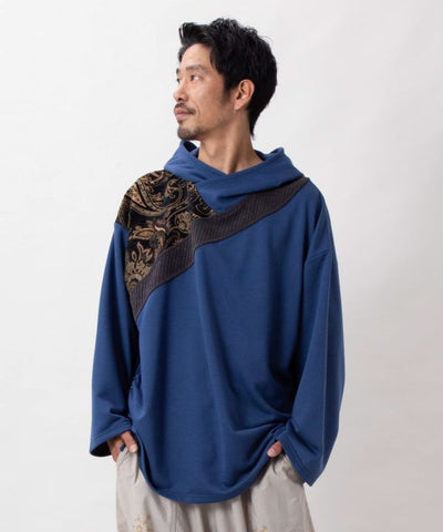Drawstring Hoodie Top - Mongolian Deel Style