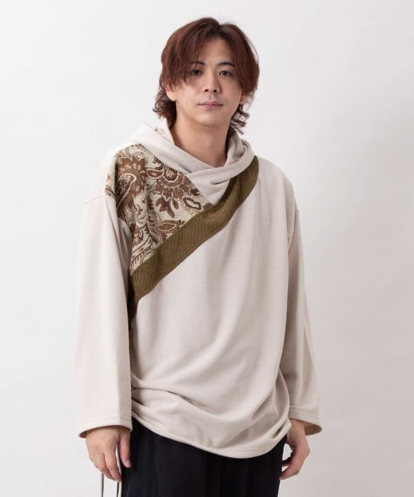 Drawstring Hoodie Top - Mongolian Deel Style by AMINA - Ametsuchi