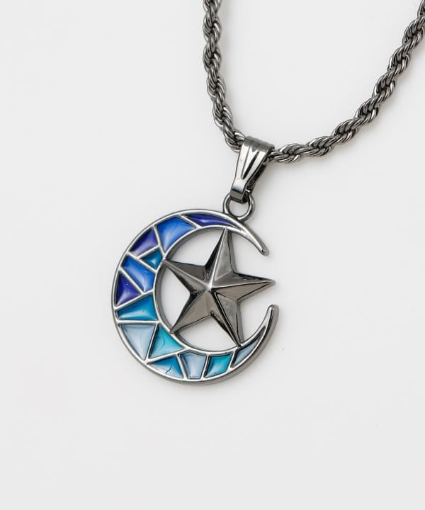 Moon and Star Stained Glass Necklace