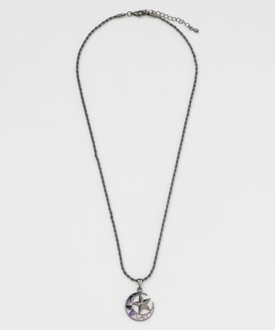 Moon and Star Stained Glass Necklace
