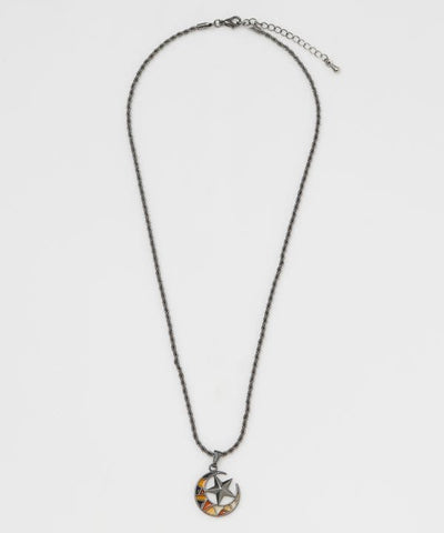 Moon and Star Stained Glass Necklace