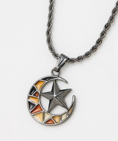 Moon and Star Stained Glass Necklace