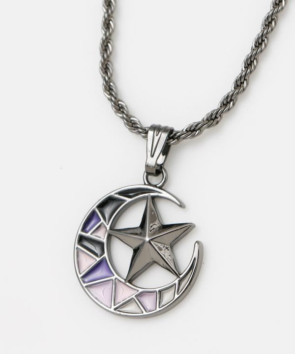 Moon and Star Stained Glass Necklace