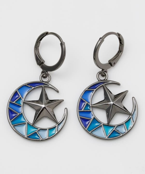 Moon and Star Stained Glass Earrings