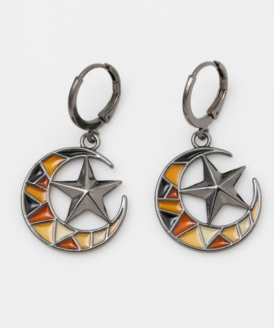 Moon and Star Stained Glass Earrings