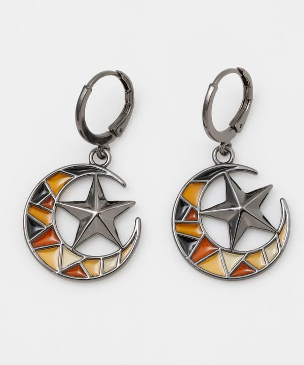 Moon and Star Stained Glass Earrings by AMINA - Ametsuchi