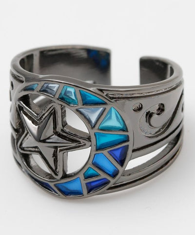Moon and Star Stained Glass Ring