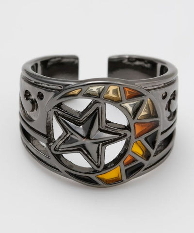 Moon and Star Stained Glass Ring