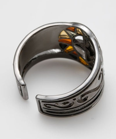 Moon and Star Stained Glass Ring