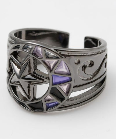 Moon and Star Stained Glass Ring