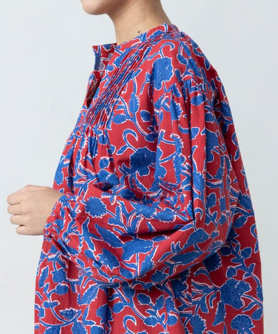 Indian Block Print Pattern Pintuck Top