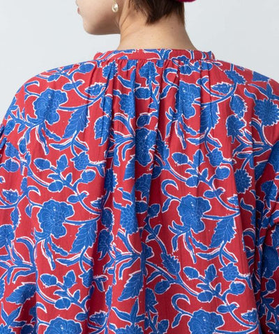 Indian Block Print Pattern Pintuck Top