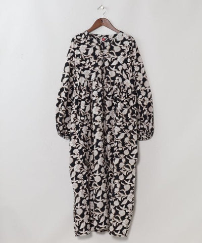 Indian Block Print Pattern Cotton Dress by AMINA - Ametsuchi