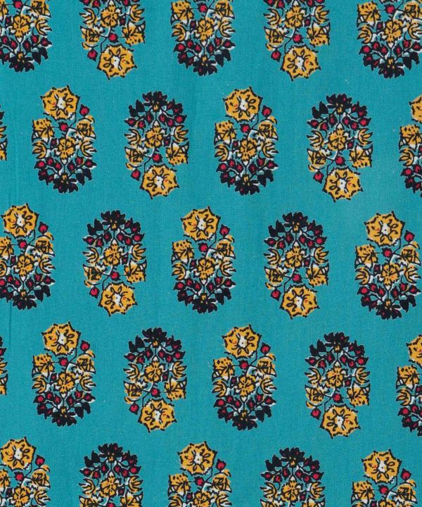 Indian Block Print Pattern Cotton Dress by AMINA - Ametsuchi