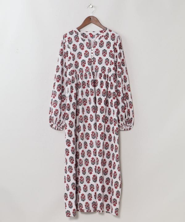 Indian Block Print Pattern Cotton Dress by AMINA - Ametsuchi
