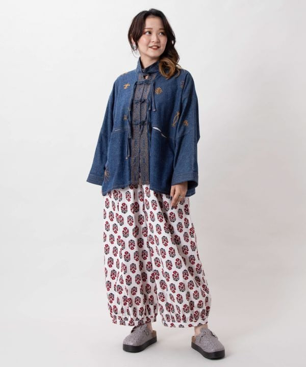 Curvy Balloon Pants - Indian Block Print Pattern by AMINA - Ametsuchi
