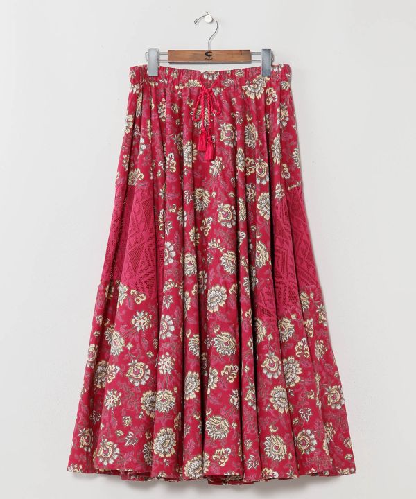 Indian Patchwork Cotton Skirt by AMINA - Ametsuchi