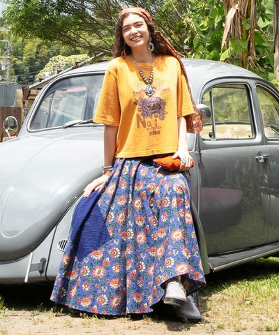 Indian Patchwork Cotton Skirt by AMINA - Ametsuchi