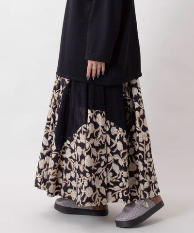 Indian Patchwork Cotton Skirt by AMINA - Ametsuchi