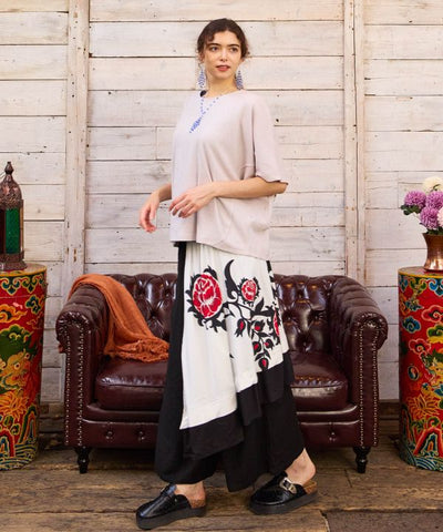 Suzani Floral Asymmetrical Pants
