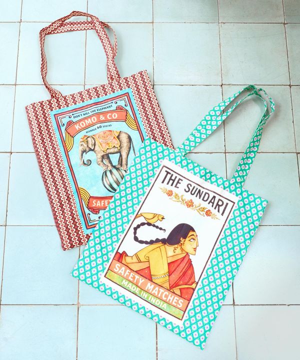 Retro Style Matchbox Print Tote