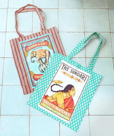 Retro Style Matchbox Print Tote