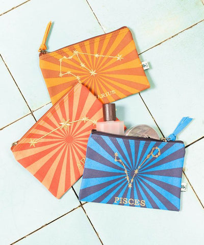 Zodiac Embroidered Flat Pouch by AMINA - Ametsuchi