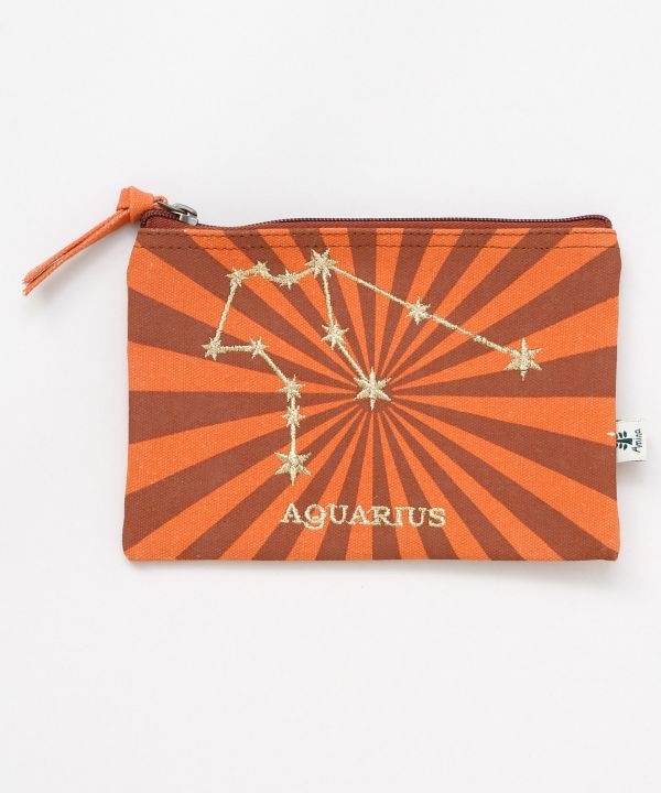 Zodiac Embroidered Flat Pouch