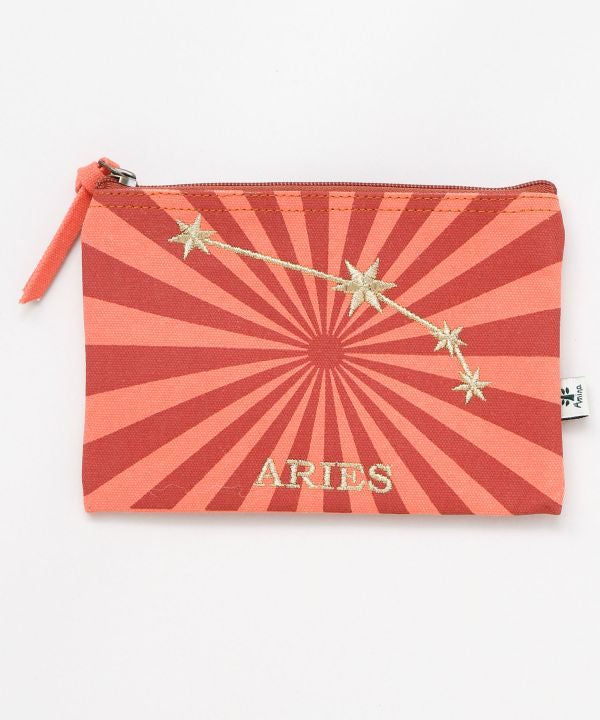 Zodiac Embroidered Flat Pouch by AMINA - Ametsuchi