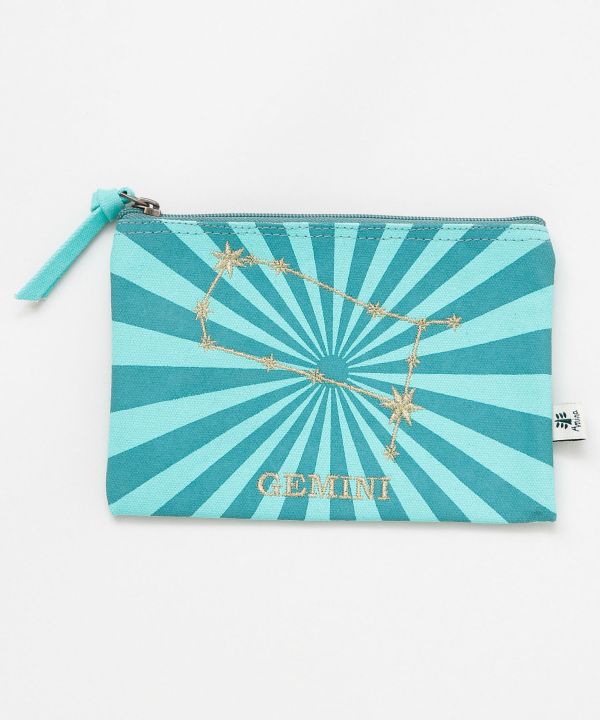 Zodiac Embroidered Flat Pouch by AMINA - Ametsuchi
