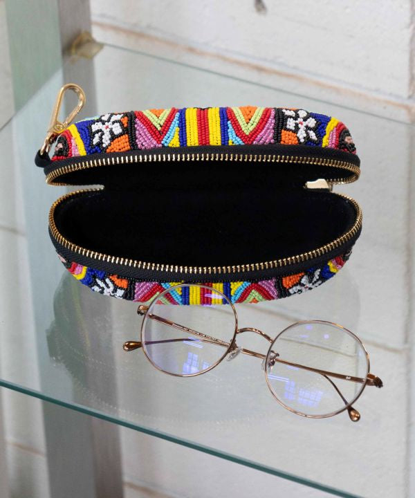 Beaded Geometric Eyeglass Case by AMINA - Ametsuchi