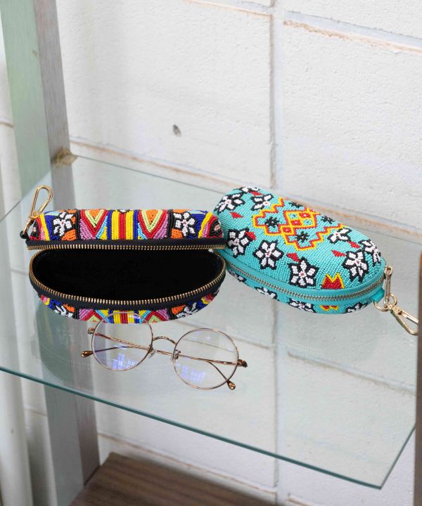 Beaded Geometric Eyeglass Case by AMINA - Ametsuchi