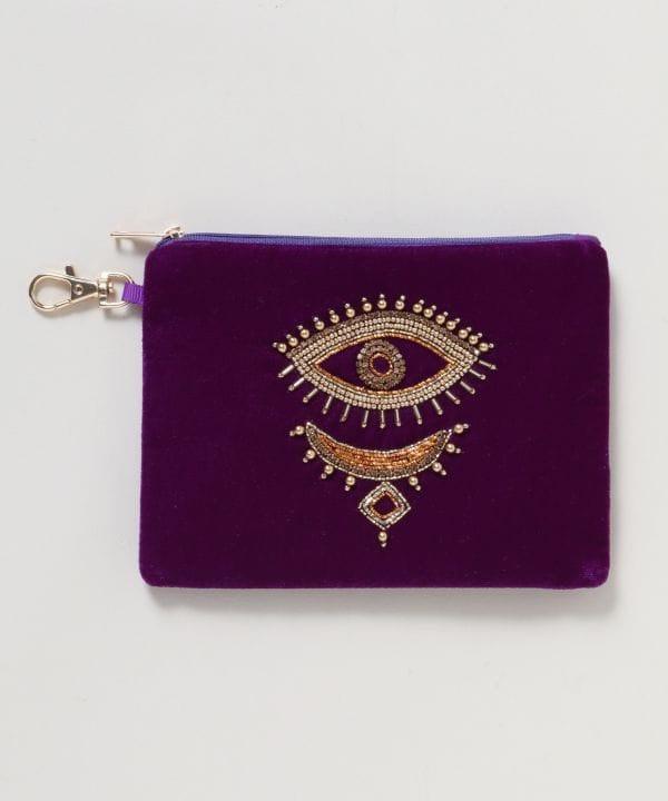 Star Eye Glass Bead Embroidered Pouch