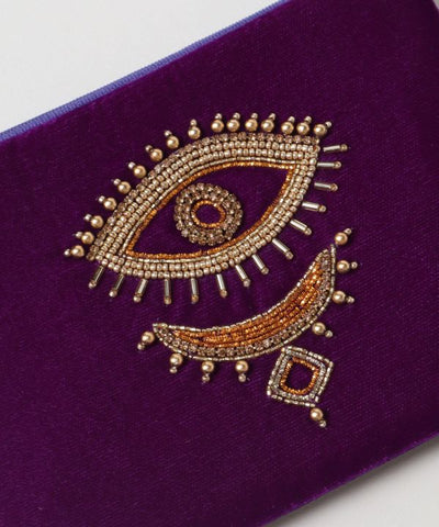 Star Eye Glass Bead Embroidered Pouch