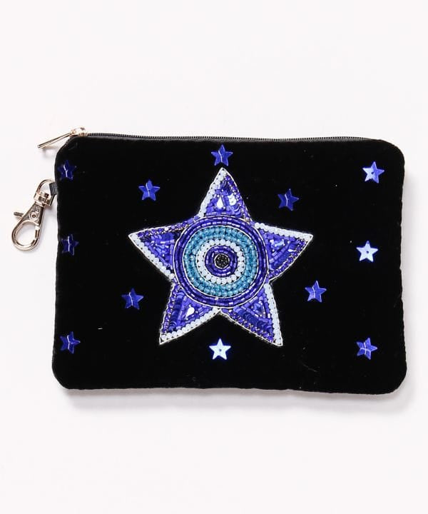 Star Eye Glass Bead Embroidered Pouch