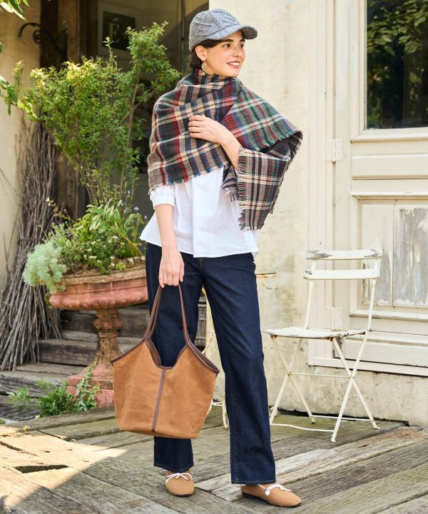 Faux Suede Tote Bag with Pouch by 欧州航路 - Ametsuchi