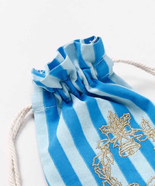 Christmas Embroidered Stripe Drawstring Bag - S by 欧州航路 - Ametsuchi