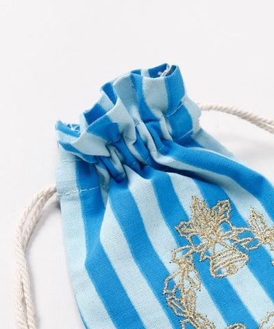 Christmas Embroidered Stripe Drawstring Bag - S by 欧州航路 - Ametsuchi