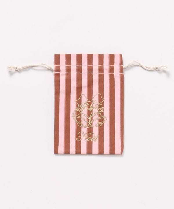 Christmas Embroidered Stripe Drawstring Bag - S by 欧州航路 - Ametsuchi