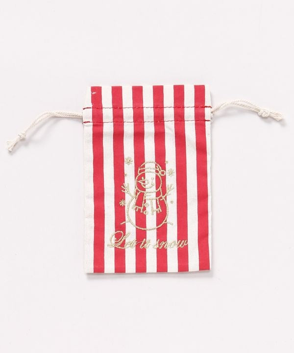 Christmas Embroidered Stripe Drawstring Bag - S by 欧州航路 - Ametsuchi